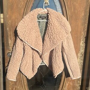 Coffee Shop Sherpa nude Open Faced Jacket! Size XL